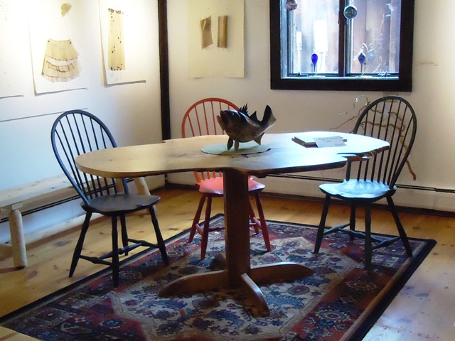 Windsor Loopback chairs with Rustic Maple Slab Table